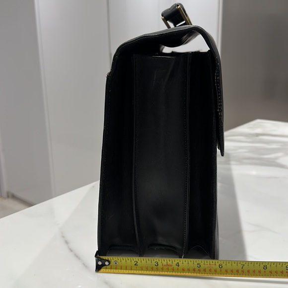 Black Leather briefcase with lock combination. St Dupont Paris. - Picture 2 of 7